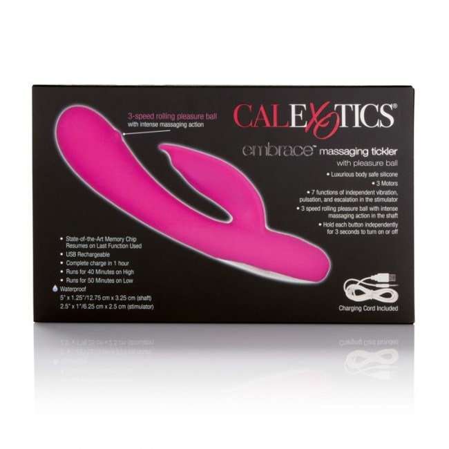 Розовый перезаряжаемый вибромассажер Embrace Massaging Tickle с движущимся шариком, California Exotic Novelties Розовый перезаряжаемый вибромассажер Embrace Massaging Tickle с движущимся шариком, California Exotic Novelties
