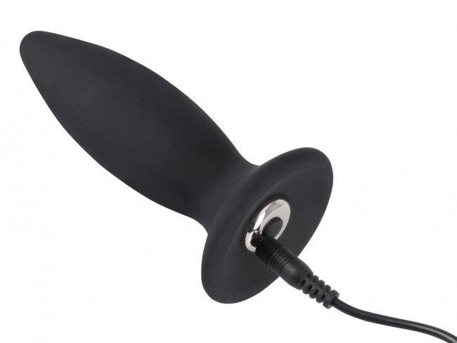 Чёрная перезаряжаемая анальная пробка Black Velvets Recharge Plug S - 11 см., Orion