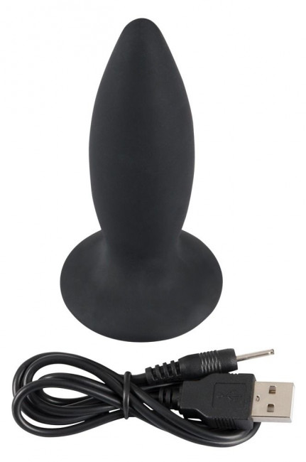 Чёрная перезаряжаемая анальная пробка Black Velvets Recharge Plug S - 11 см., Orion