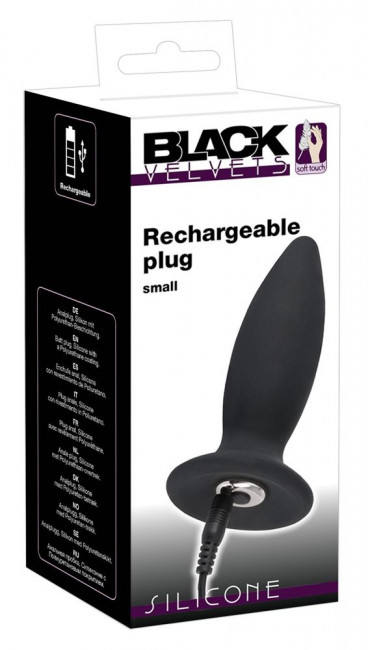 Чёрная перезаряжаемая анальная пробка Black Velvets Recharge Plug S - 11 см., Orion