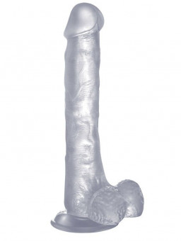 Прозрачный фаллоимитатор Realistic Cock 10" With Scrotum - 27 см., Shots Media BV