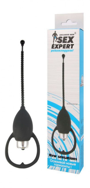 Чёрный уретральный стимулятор с 7 режимами вибрации, Bior toys
