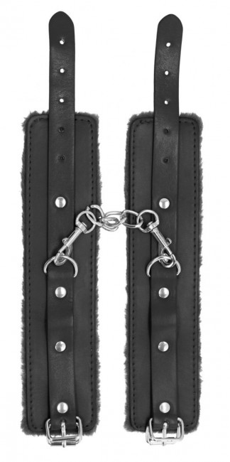 Черные наручники Plush Leather Hand Cuffs Черные наручники Plush Leather Hand Cuffs
