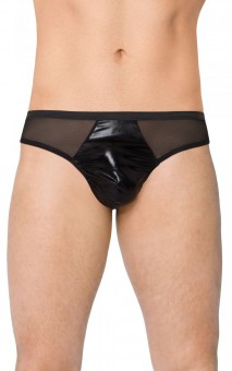 Мужские трусы-стринги из сетки и материала wet-look, SoftLine Мужские трусы-стринги из сетки и материала wet-look, SoftLine