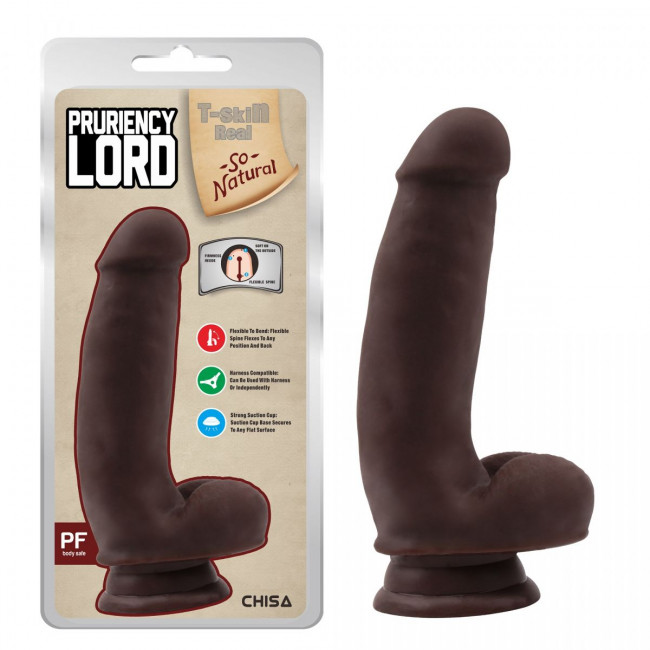 Коричневый фаллоимитатор Pruriency Lord - 17,5 см.
