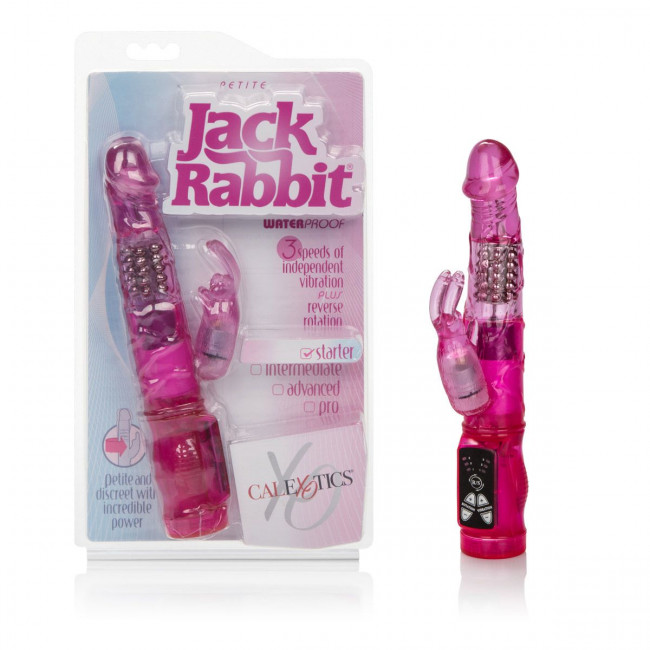 Розовый вибромассажер Petite Jack Rabbit - 24 см., California Exotic Novelties