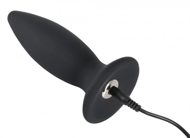 Чёрная перезаряжаемая анальная пробка Black Velvets Recharge Plug M - 12,5 см., Orion