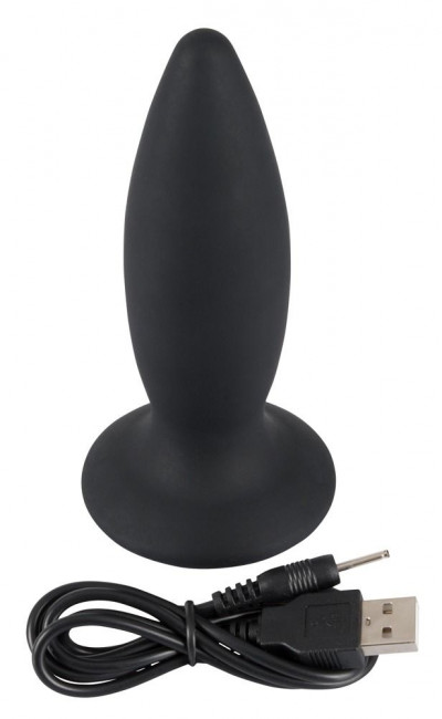 Чёрная перезаряжаемая анальная пробка Black Velvets Recharge Plug M - 12,5 см., Orion