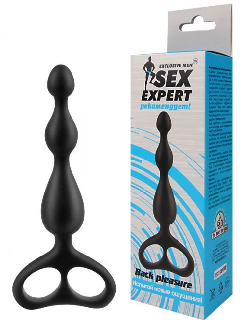 Чёрная анальная цепочка Sex Expert - 12,5 см., Bior toys Чёрная анальная цепочка Sex Expert - 12,5 см., Bior toys