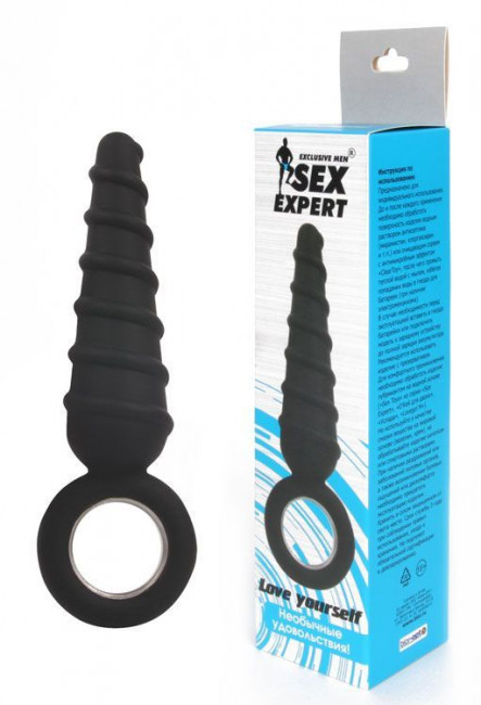 Черный анальный стимулятор-елочка с колечком-ограничителем - 12 см., Bior toys Черный анальный стимулятор-елочка с колечком-ограничителем - 12 см., Bior toys