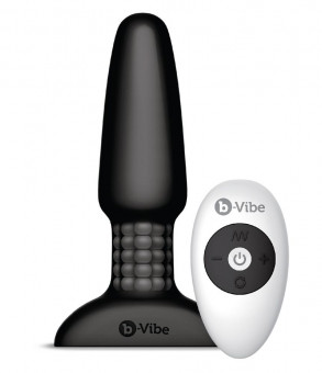 Чёрная вибровтулка с ротацией шариков RIMMING REMOTE CONTROL PLUG BLACK - 15,2 см., b-Vibe