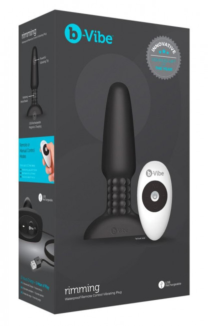 Чёрная вибровтулка с ротацией шариков RIMMING REMOTE CONTROL PLUG BLACK - 15,2 см., b-Vibe Чёрная вибровтулка с ротацией шариков RIMMING REMOTE CONTROL PLUG BLACK - 15,2 см., b-Vibe