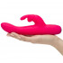 Розовый перезаряжаемый вибратор Rabbit Slimline Curve Rechargeable - 24 см., Happy Rabbit