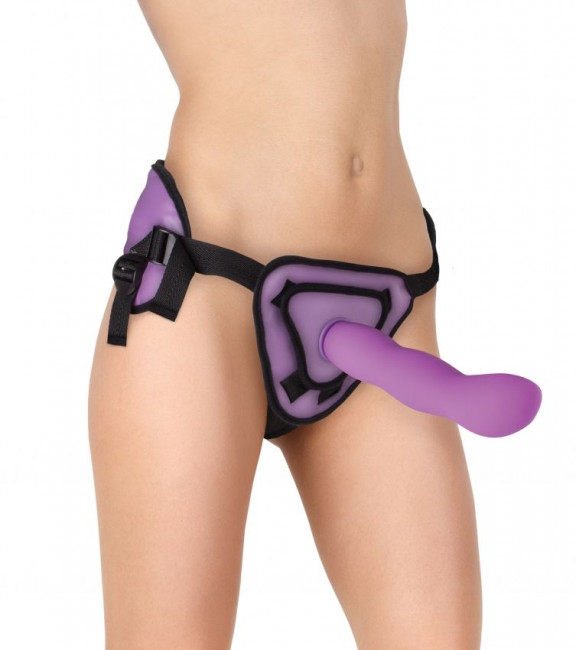 Фиолетовый страпон Deluxe Silicone Strap On 10 Inch с волнистой насадкой - 25,5 см., Shots Media BV