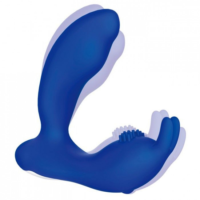 Синий массажёр простаты Prostate Rabbit с вибрацией и пультом ДУ, The Rabbit Company
