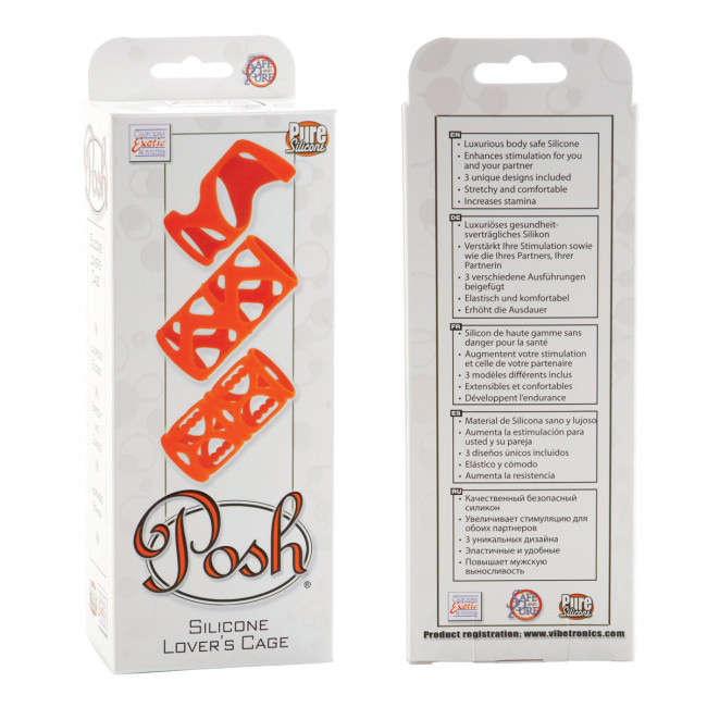 Набор оранжевых насадок на пенис Posh Silicone Lovers Cages, California Exotic Novelties Набор оранжевых насадок на пенис Posh Silicone Lovers Cages, California Exotic Novelties