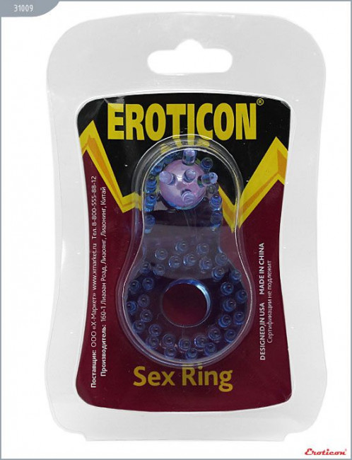 Кольцо с клиторальным язычком и шипиками, Eroticon