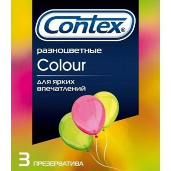 Разноцветные презервативы CONTEX Colour - 3 шт., Contex