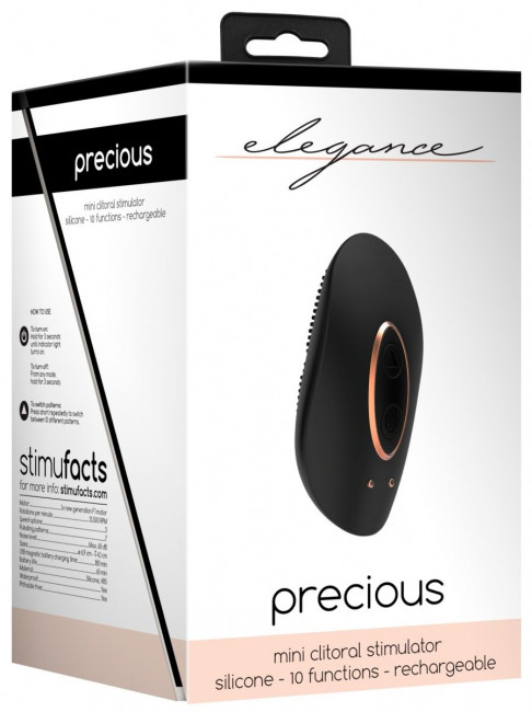 Черный клиторальный стимулятор Precious - 6,4 см., Shots Media BV