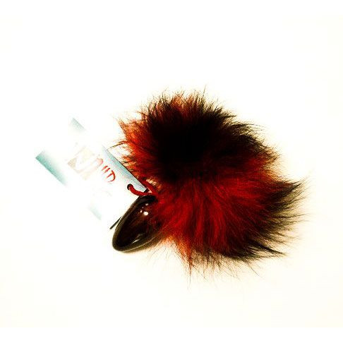 Чёрная анальная пробка с красно-черным заячьим хвостом - 8 см., Wild Lust Чёрная анальная пробка с красно-черным заячьим хвостом - 8 см., Wild Lust