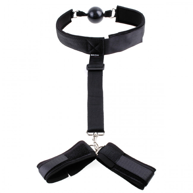 Черные фиксаторы Gag & Wrist Restraint, Pipedream