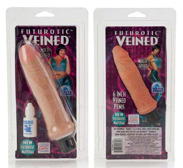 Водонепроницаемый вибромассажер Futurotic Veined Vibrating Dong 5.5" - 16 см., California Exotic Novelties