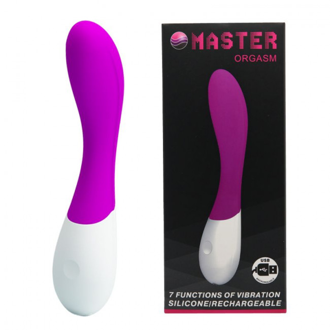 Лиловый перезаряжаемый вибратор Master Orgasm - 20 см., Baile