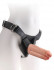 Телесный сдвоенный поясной страпон Strap-On Harness with 7" Two Cocks One Hole - 19,1 см., Pipedream