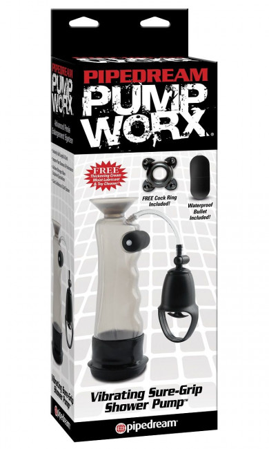Водонепронецаемая вакуумная помпа с вибрацией и присоской Vibrating Sure Grip Shower Pump, Pipedream