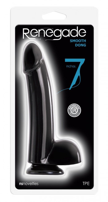 Чёрный гладкий фаллоимитатор Renegade 7 Smooth Dong - 19,8 см., NS Novelties