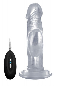 Прозрачный вибратор-реалистик Vibrating Realistic Cock 6" - 15 см., Shots Media BV