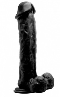 Чёрный фаллоимитатор Realistic Cock 11" With Scrotum - 29,5 см., Shots Media BV