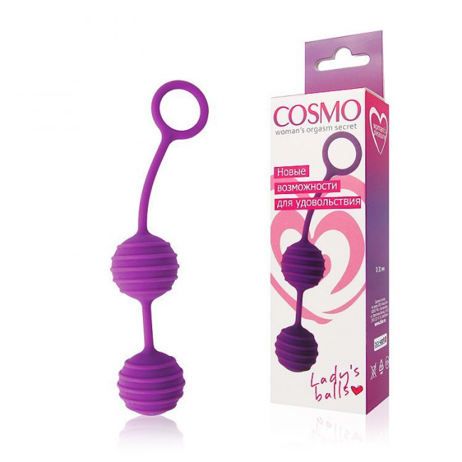 Фиолетовые вагинальные шарики с ребрышками Cosmo, Bior toys