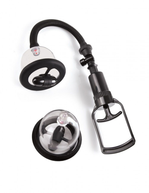 Вакуумная помпа и 2 чаши для сосков Deluxe Vibrating Nipple Pleasure Cups с вибрацией, Pipedream