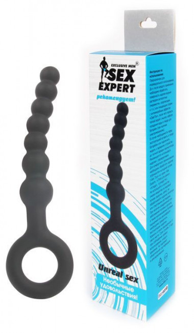 Черный анальный стимулятор-елочка с ограничителем - 13,5 см., Bior toys