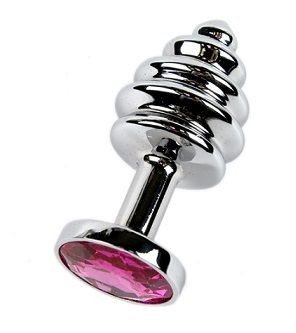 Фигурная анальная пробка с красным стразом - 7,6 см., 4sexdreaM