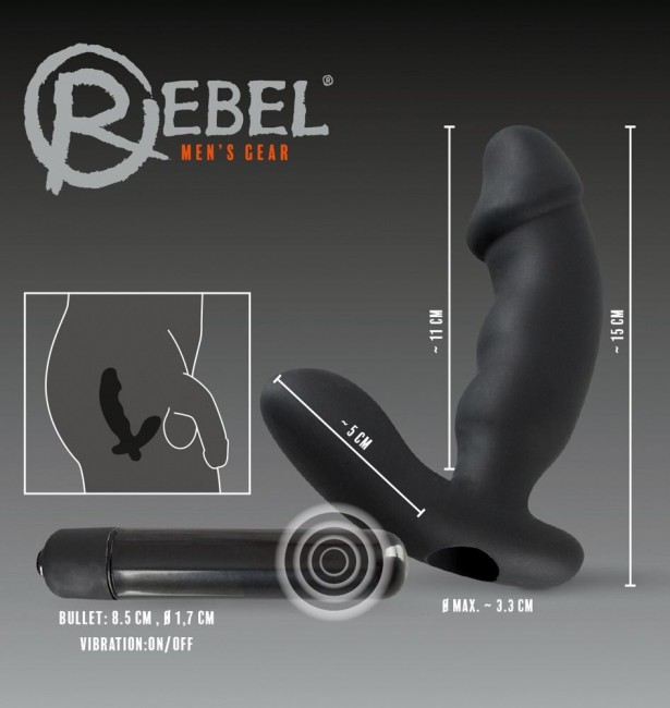 Чёрный анальный вибратор для стимуляции простаты Rebel, Orion