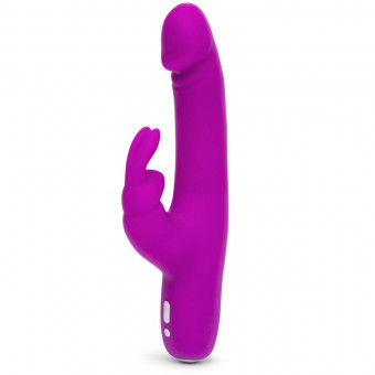 Фиолетовый перезаряжаемый вибратор Rabbit Slimline Curve Rechargeable - 24 см., Happy Rabbit