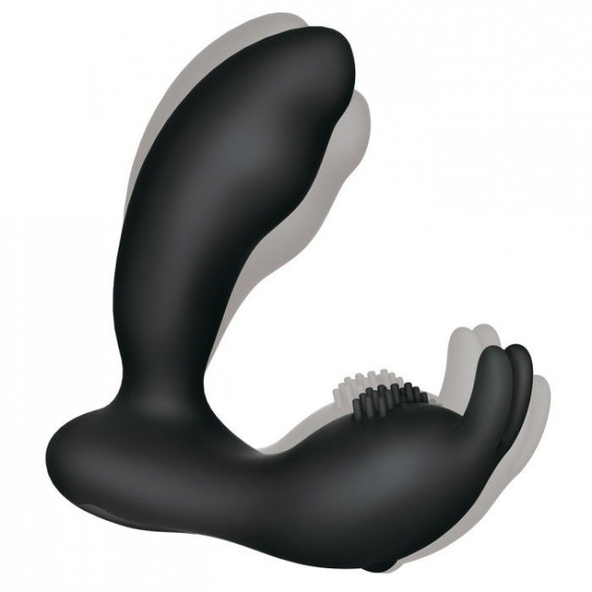 Чёрный массажёр простаты Prostate Rabbit с вибрацией и пультом ДУ, The Rabbit Company