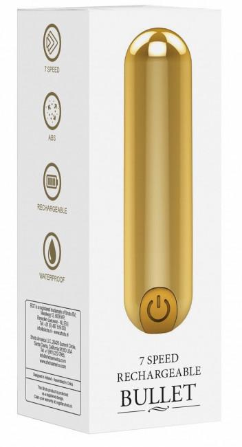 Золотистая перезаряжаемая вибропуля 7 Speed Rechargeable Bullet - 7,7 см. Золотистая перезаряжаемая вибропуля 7 Speed Rechargeable Bullet - 7,7 см.