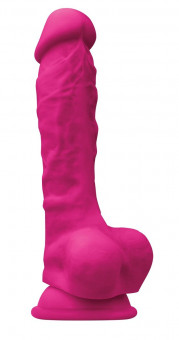 Розовый реалистичный фаллоимитатор с мошонкой Colours Pleasures 7 Dildo - 17,8 см., NS Novelties