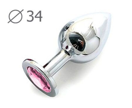 Коническая серебристая анальная втулка с розовым кристаллом - 8,2 см., Anal Jewelry Plug Коническая серебристая анальная втулка с розовым кристаллом - 8,2 см., Anal Jewelry Plug