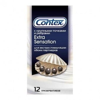 Презервативы с крупными точками и рёбрами Contex Extra Sensation - 12 шт., Contex