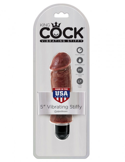 Коричневый вибратор-реалистик 5" Vibrating Stiffy - 16,5 см., Pipedream
