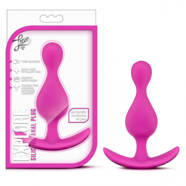 Розовая фигурная анальная пробка Luxe Explore - 11,4 см., Blush Novelties