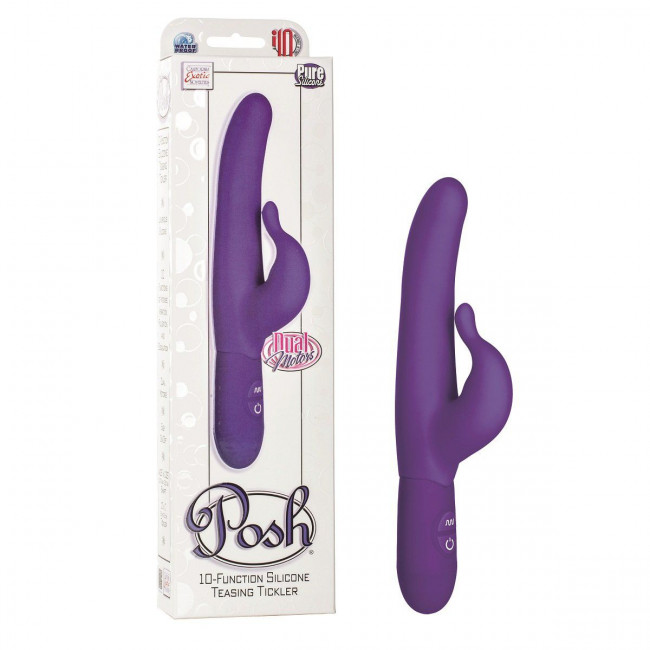Фиолетовый водонепроницаемый силиконовый вибратор Posh 10-Function Silicone Teasing Tickler - 20 см., California Exotic Novelties Фиолетовый водонепроницаемый силиконовый вибратор Posh 10-Function Silicone Teasing Tickler - 20 см., California Exotic Novelties