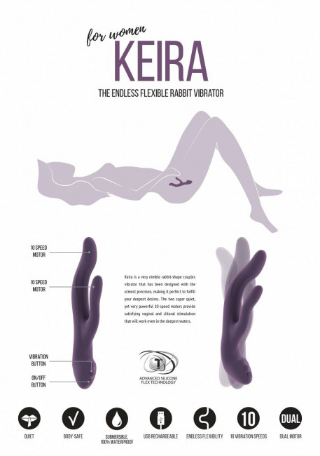Фиолетовый вибратор Keira с клиторальным отростком - 21,3 см., Shots Media BV
