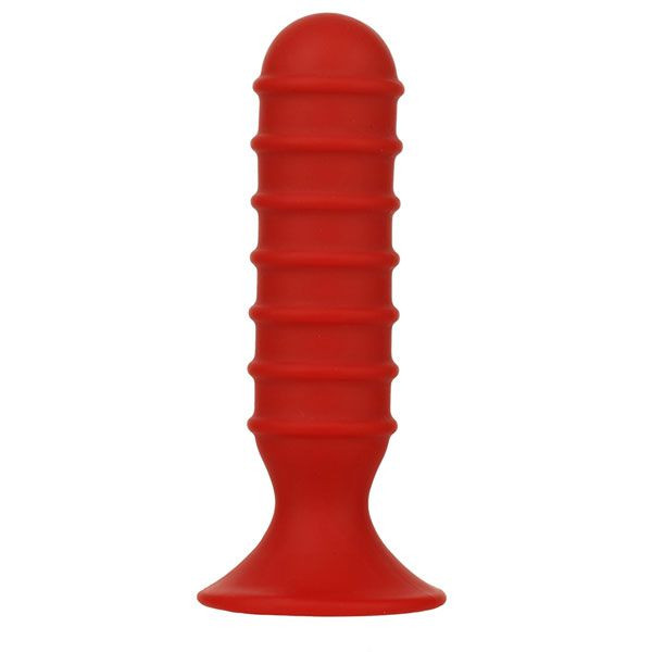 Красный ребристый массажер для анальной стимуляции MENZSTUFF RIBBED TORPEDO PLUG - 13 см., Dream Toys Красный ребристый массажер для анальной стимуляции MENZSTUFF RIBBED TORPEDO PLUG - 13 см., Dream Toys