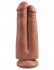 Кофейный сдвоенный поясной страпон Strap-On Harness with 7" Two Cocks One Hole - 19,1 см., Pipedream