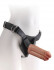 Кофейный сдвоенный поясной страпон Strap-On Harness with 7" Two Cocks One Hole - 19,1 см., Pipedream